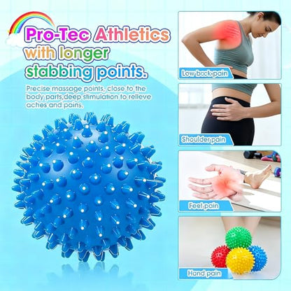 FACELESS Pack of 2 Spiky Hard Massage Balls - PVC Trigger Point Balls for Muscle Relief, Foot Roller & Neck Massager (2, Yellow (7.5cm)) - color: Yellow(7.5cm)