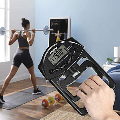 Digital Hand Dynamometer Grip Strength Measurement Meter Auto Capturing Electronic Hand Grip Power 198Lbs / 90Kgs - color: Black