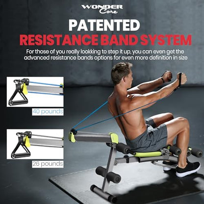 WONDER CORE 2 Total Gym Machine, Ab Workout Equipment, Adjustable Ab Machine for Stomach Workout, Sit Up Exercise Equipment for Home Workouts, Abdominal Trainer, Ab Lounger Exercise Chair