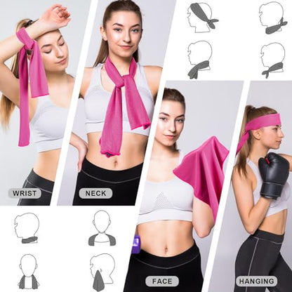 4 Pack Cooling Towel (40"x12"), Soft Breathable Chilly Towel, Ice Towel - color: Mint Green / Cream Yellow / Sky Blue / Light Purple