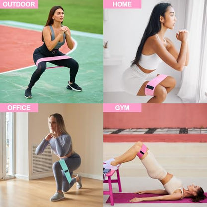 PATIKIL Booty Resistance Bands for Working Out Non-Slip Workout Elastic Fabric Resistance Loops with Bag and Instruction - color: Pink, Rose Red, Rubber Red
