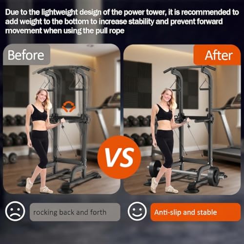 Power Tower Pull Up & Dip Station Multi-Function Home Strength Training Fitness Workout Station Height Adjustable
