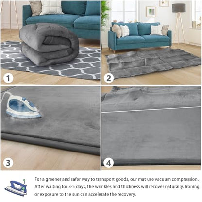 Baby Play Mat for Floor Nursery Rug Muscle Mat Area Rug Playroom Rug 50"x50" Playpen Mat Elastic Foam 1.3" Thick Crawling Mat for Babies,Toddlers, Infants, Kids,Grey