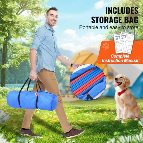 Happybuy Dog Agility Training Equipment, 4 PCS Set - Adjustable High Hurdles and Jump Ring, Puppy Obstacle Course Jump Starter Kit with Poles Storage Bag for Backyard, Indoor, Outdoor