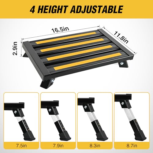 Nilight RV Steps Folding Aluminum Step Stool 16.5"x12" 4 Level Adjustable - color: Black, size: 16.5"x11.8"