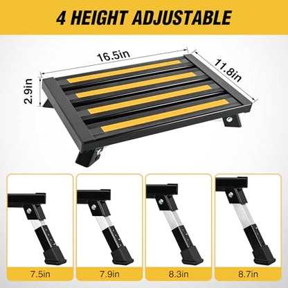 Nilight RV Steps Folding Aluminum Step Stool 16.5"x12" 4 Level Adjustable - color: Black, size: 16.5"x11.8"