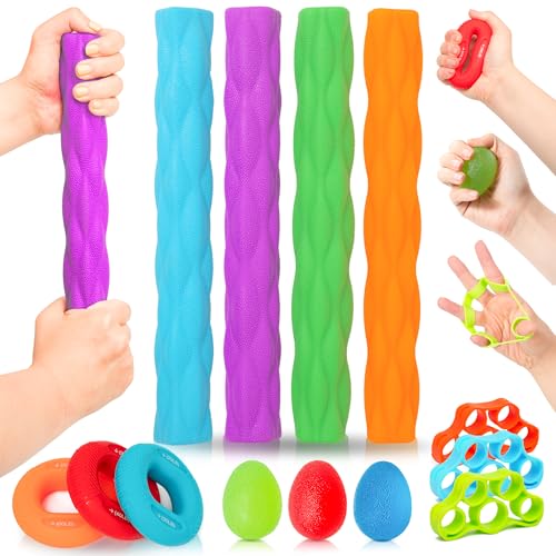 Flex Therapy Bar and Grip Strength Trainers Set, Physical Therapy & Resistance Bar for Golfers Elbow,Tendinitis,Wrist,Forearms Pain, Improve Grip Strength and Relieve Pain - color: 13pcs ‎orange Sets-MH