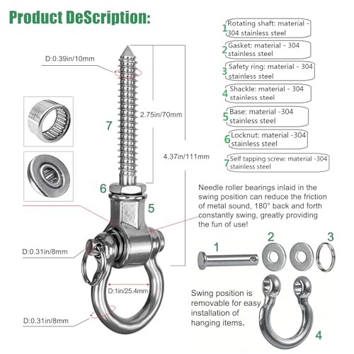 6Packs Heavy Duty Swing Hangers Permanent Anti Rust Bearing - size: 6 inch Style 3