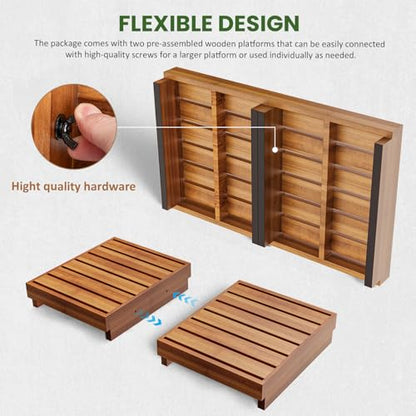 Wooden Step Stool, 3.5" One Step, Non-Slip Outdoor Heavy Duty Platform Mobility Step for Handicap, Bedroom, Kitchen