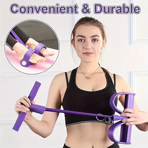2 PCS Pedal Resistance Band with Handle, Resistance Bands with Handles, 6-Tube Fitness Equipment for Full-Body Training, Purple for Home Workouts and Physical Sport