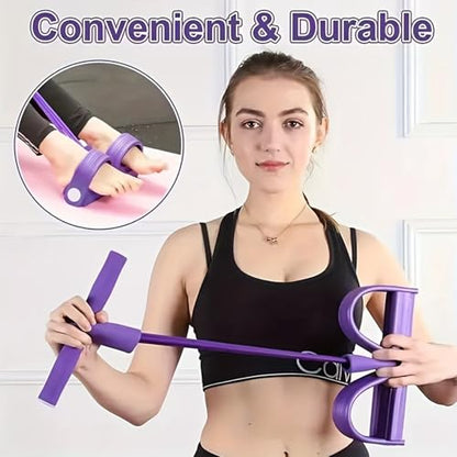2 PCS Pedal Resistance Band with Handle, Resistance Bands with Handles, 6-Tube Fitness Equipment for Full-Body Training, Purple for Home Workouts and Physical Sport