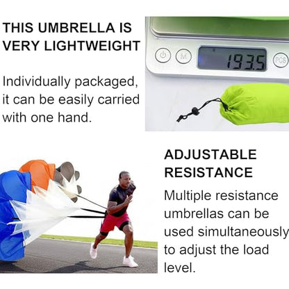 Running Speed Training: 56" Parachute with Adjustable Strap, Speed Chute Resistance Parachute for Speed and Acceleration Training Fitness Explosive Power Training, Free Carry Bag - color: Black