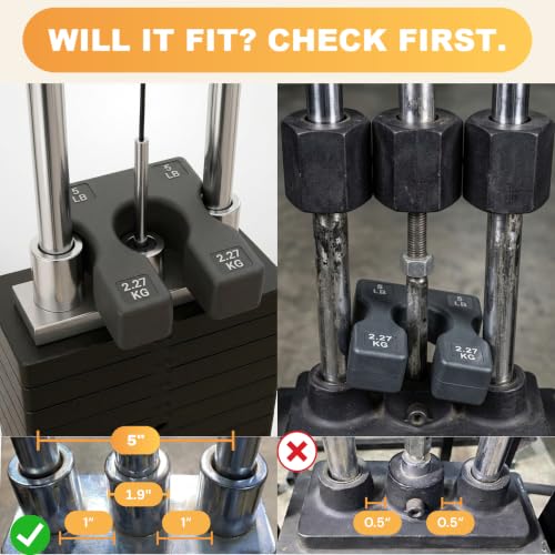 2.5 LB and 5 LB Weight Stack Add On – Weight Stack Adapter Plate for Home Gym & Exercise Machines, Add Resistance to Weight Stack, Incremental Weight Adjustments for Improved Strength Training Results - size: 5 LBS