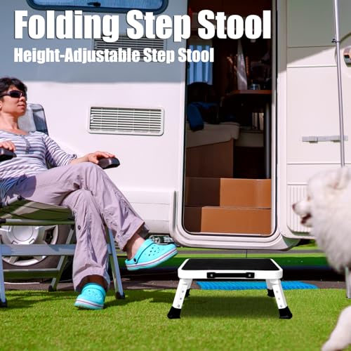 Metal Folding Step Stool for Adults, Heavy Duty Collapsible Step Stool with Non-Slip Platform, Folding Step Stools for Kitchen Home, 330 lbs Capacity