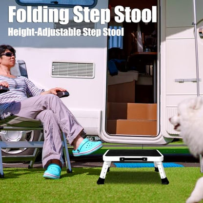 Metal Folding Step Stool for Adults, Heavy Duty Collapsible Step Stool with Non-Slip Platform, Folding Step Stools for Kitchen Home, 330 lbs Capacity