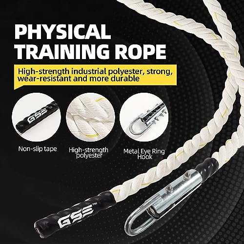 GSE Games & Sports Expert Gym Climbing Rope, Polyester Workout Rope for Indoor/Outdoor and Home Workouts. Great for Climbing Exercises, Strength Training - 10 Feet