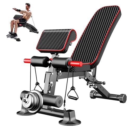 Adjustable Weight Bench Utility Workout Bench for Home Gym,Foldable Incline Decline Benches for Full Body Workout,Maximum Weight 600 Lbs