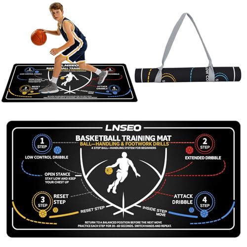 Basketball Training Mat & Equipment - Silent Neoprene Agility Footwork Trainer for Kids Youth - Non-Slip Dribble Training System for Home Practice - Improve Ball Handling, Speed & Control