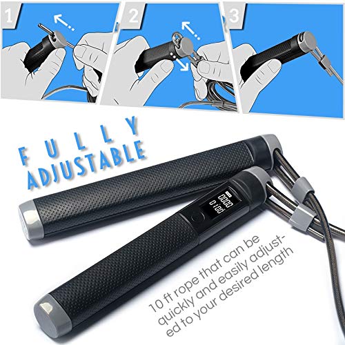 Jump Rope Digital Counter for Indoor/Outdoor Fitness Training Boxing Adjustable Calorie Skipping Rope Workout