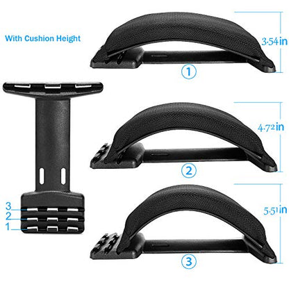 Multi-Level Back Stretcher Device, Lumbar Back Stretching Device, Memory Foam Lumbar Pillow Back Pain Support for Office Chair and Pain Relief(Blue) - color: Blue Black