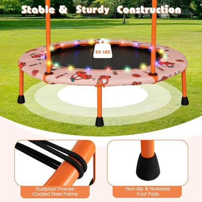 Goplus 36" Mini Trampoline for Kids, Toddler Trampoline with LED Lights, Bluetooth Speaker, Removable Handle, Safe Padded Cover, Indoor Outdoor Small Rebounder for Child Boys Girls