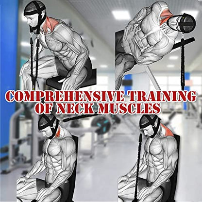 J Bryant Neck Harness Head - Weight Lifting with Resistance Tube Bands - Door Anchor Set Adjustable Neck Training Strap Exercise Equipment - color: Black-M(20"-23")