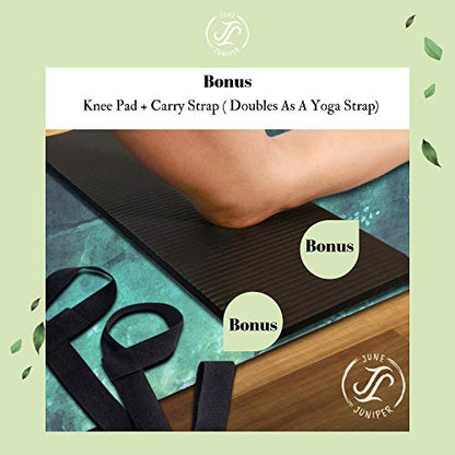 June & Juniper Travel Yoga Mat Foldable Lightweight - Thin Light Non-Slip Travel Yoga Mat Eco - color: patronus forest