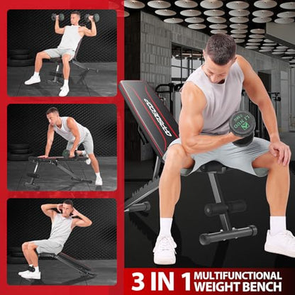 OPPSDECOR Adjustable Basic Weight Bench, Foldable Workout Benches for Home Gym, 8 Backrest Position Exercise Bench for Strength Training, Upgraded Thickened Steel Support Max Capacity 660LBS