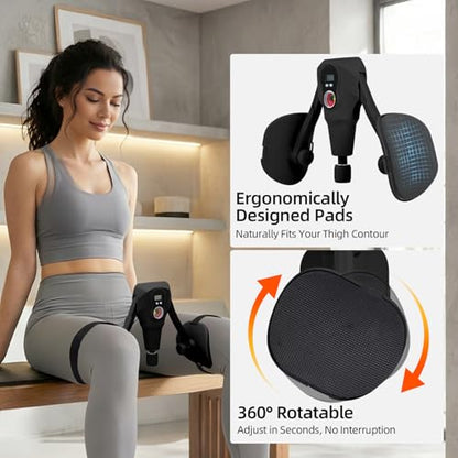 Abahub Inner Thigh Trainer with Display Counter, 0-132 LBF Adjustable Resistance Pelvic Floor Muscle Exerciser, Home Gym Kegel Trainer Includes Bands, Arm Workout Handles & Wireless Jump Rope - color: Black