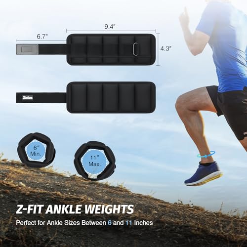 ZELUS Ultra Thin Adjustable Ankle Weights, 4/7/10 lb Fully Adjustable, Filled with Soft Iron for Slim Fit, Leg Weights for Women Men, Strength Weighted for Gym Home Yoga Walking Running Pilates - size: 0.4-2 lbs each (4 lbs pair)
