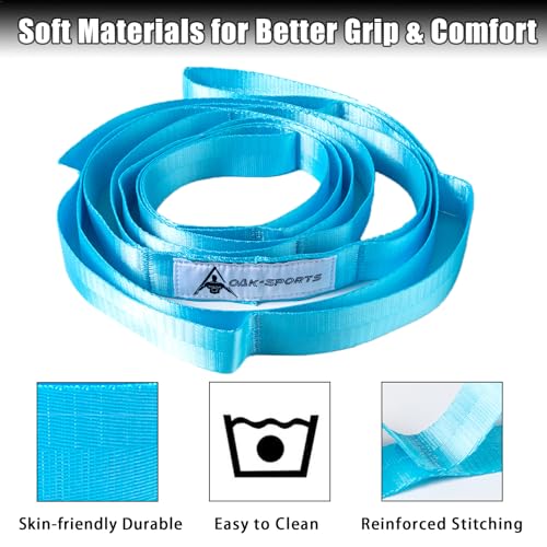 Oak-Sports Stretching Strap Yoga Strap for Physical Therapy with 10 Loops, Yoga Straps for Stretching, Upgraded Non-Elastic Stretch Band for Pilates, Dance and Gymnastics with Workout Guide
