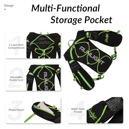 Running Vest for Women Men Lightweight Hydration Backpack Pack with 1.5L Water Bladder Bag Hydro Daypack for Hiking,Trail,Skiing,Camping,Cycling,Race,Marathon - color: Black Green