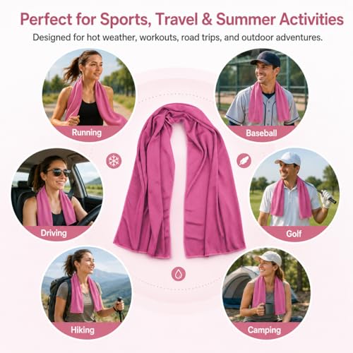 Ice & Sweat Towels, 43.3" x 15.7" - Cooling Neck Wraps for Summer Heat - Quick Cool Down for Gym, Running, Golf, Yoga & Sports