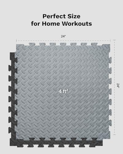 AIRHOP Upgraded 0.79" Extra Thick 48 Sq Ft High-Density Eva Foam Exercise Gym Mats, 12 Pcs Large Interlocking Puzzle Floor Tiles (24"x24") for Home Gym