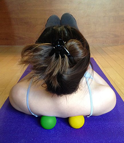 Massage Lacrosse Balls for Myofascial Release, Trigger Point Therapy, Muscle Knots, and Yoga Therapy. Set of 2 Firm Balls (Green and Yellow) - color: Green and Yellow