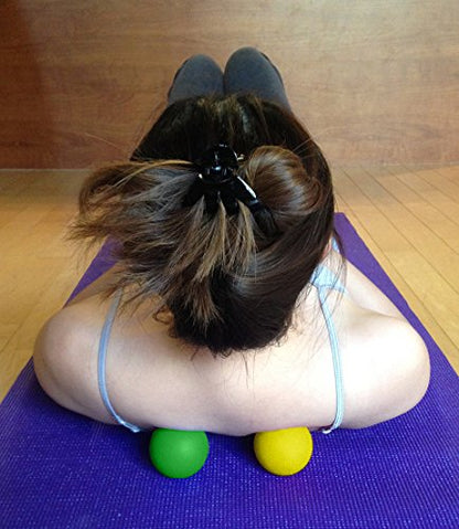 Massage Lacrosse Balls for Myofascial Release, Trigger Point Therapy, Muscle Knots, and Yoga Therapy. Set of 2 Firm Balls (Green and Yellow) - color: Green and Yellow