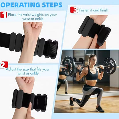 Wrist Weights Set of 2(1Lbs Each), Adjustable Silicone Arm & Leg Weights for Women
