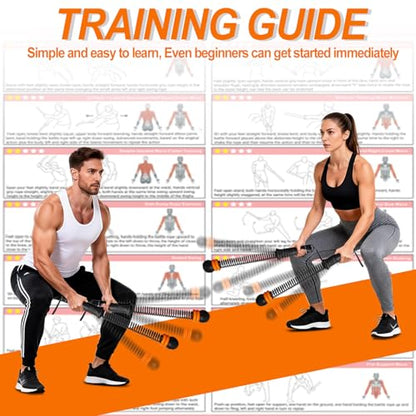 Upgrade Portable Ropeless Battle Ropes - Adjustable Weights Cordless Battle Ropes for Home Gym with Training Poster - Battle Rope Sticks Exercise Equipment for Low-Impact Workout, HIIT & Cardio