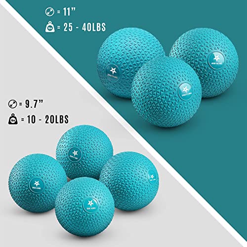 Yes4All Slam Balls, 10-40lb Weighted Ball Weight, Durable PVC Sand Filled Workout Dynamic Slam Ball for Strength Training, Triangle, Teal, 15lbs - color: Trendy teal, style: C. 15lbs