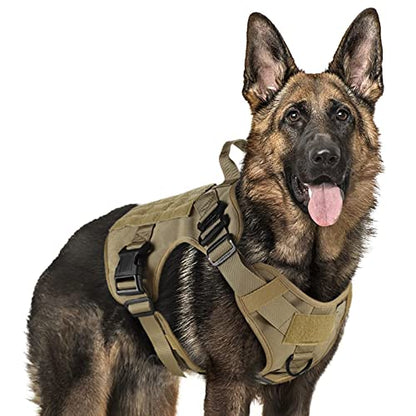 rabbitgoo Tactical Dog Harness for Large, Heavy Duty Military No Pull Vest - color: Brown, size: Large