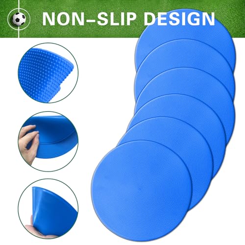 Poly Spot Markers 4 inch/9 inch Non-Slip Rubber Agility Training Markers Floor Dots Flat Field Cones for Football, Soccer, Basketball, School Exercise Drills, Dance Practice - style: 9 inch 18 Pcs Blue (TPE)