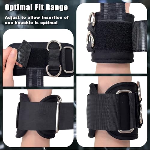 Weight Lifting Straps with D Rings, 2-in-1 Non-Slip Wrist Straps for Weightlifting, Workout Straps for Men Women, Gym Straps for Cable Machine