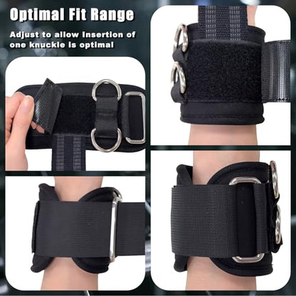 Weight Lifting Straps with D Rings, 2-in-1 Non-Slip Wrist Straps for Weightlifting, Workout Straps for Men Women, Gym Straps for Cable Machine