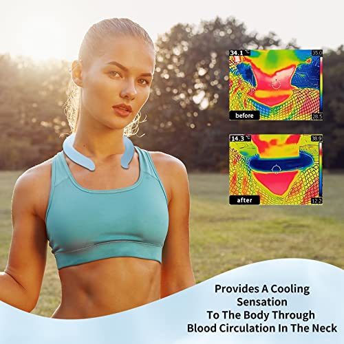 2PCS PCM Neck Cooling Tube with Insulated Bag, Reusable Ice Ring Neck Cooler Wrap, Wearable Cooling Neck Ring for Hot Weather in/Outdoor Sports, TPU Freezable Collar (Blue+White)