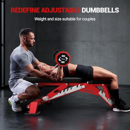 YOLEO Commercial Adjustable Weight Bench 2315LB ASTM Certified – 80% Pre-Assembled Heavy Duty Workout Bench for Home Gym, Decline/Flat/Incline Bench Press, 2.4" Thick Pad & 2 Wheels - color: Weight Bench + 2 Dumbbells