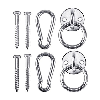 Hammock Hanging Hook Kit, Load Capacity 1400 lb, Stainless Steel Round Mount Pads, Spring Snap Hooks, Lag Screws Set for Hammock Yoga Swing Chair Punching Bag Indoor Outdoor Relaxation