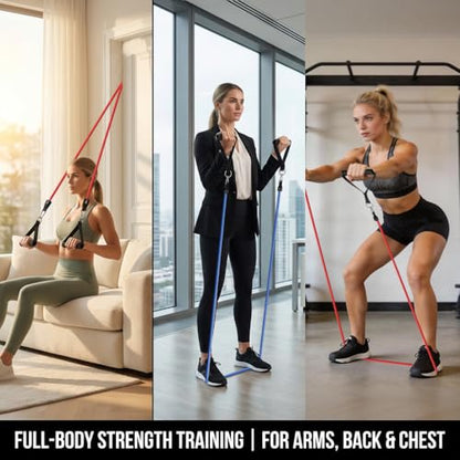 VEICK Resistance Bands Set - Exercise Equipment with Handles, Ankle Straps & Door Anchor for Home Gym, Shoulder Chest Leg Rowing Golf Cable Workout