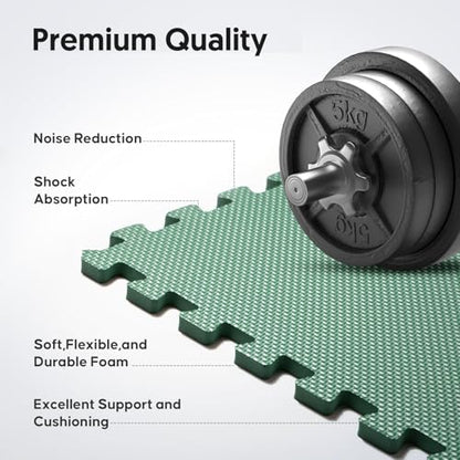 24 Pack Home Gym Mat, Puzzle Exercise Mat, EVA Interlocking Foam Floor Tiles for Home Workout Equipment and Kids' Play Areas - Blue, 24 in x 24 in x ½ in - (Green, 24 Pack(96 SQ FT))
