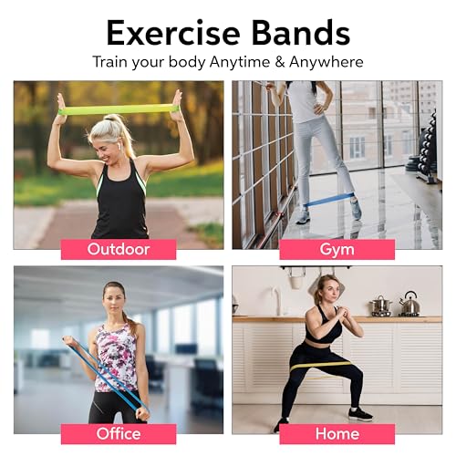 New Horrizon Resistance Bands Resistance Loop Exercise Bands for Working Out, Set of 5 with Carry Bag – Strength Training & Physical Therapy Bands for Men & Women – Home Gym & Yoga – Lifetime Support