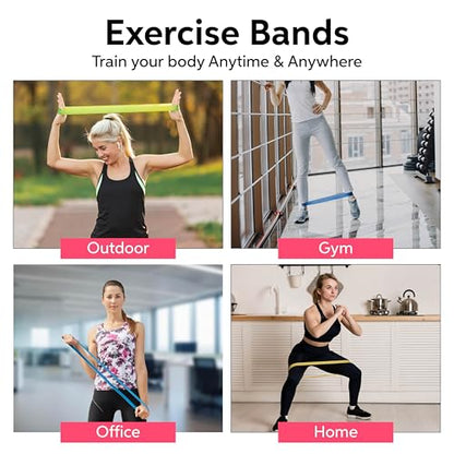 New Horrizon Resistance Bands Resistance Loop Exercise Bands for Working Out, Set of 5 with Carry Bag – Strength Training & Physical Therapy Bands for Men & Women – Home Gym & Yoga – Lifetime Support